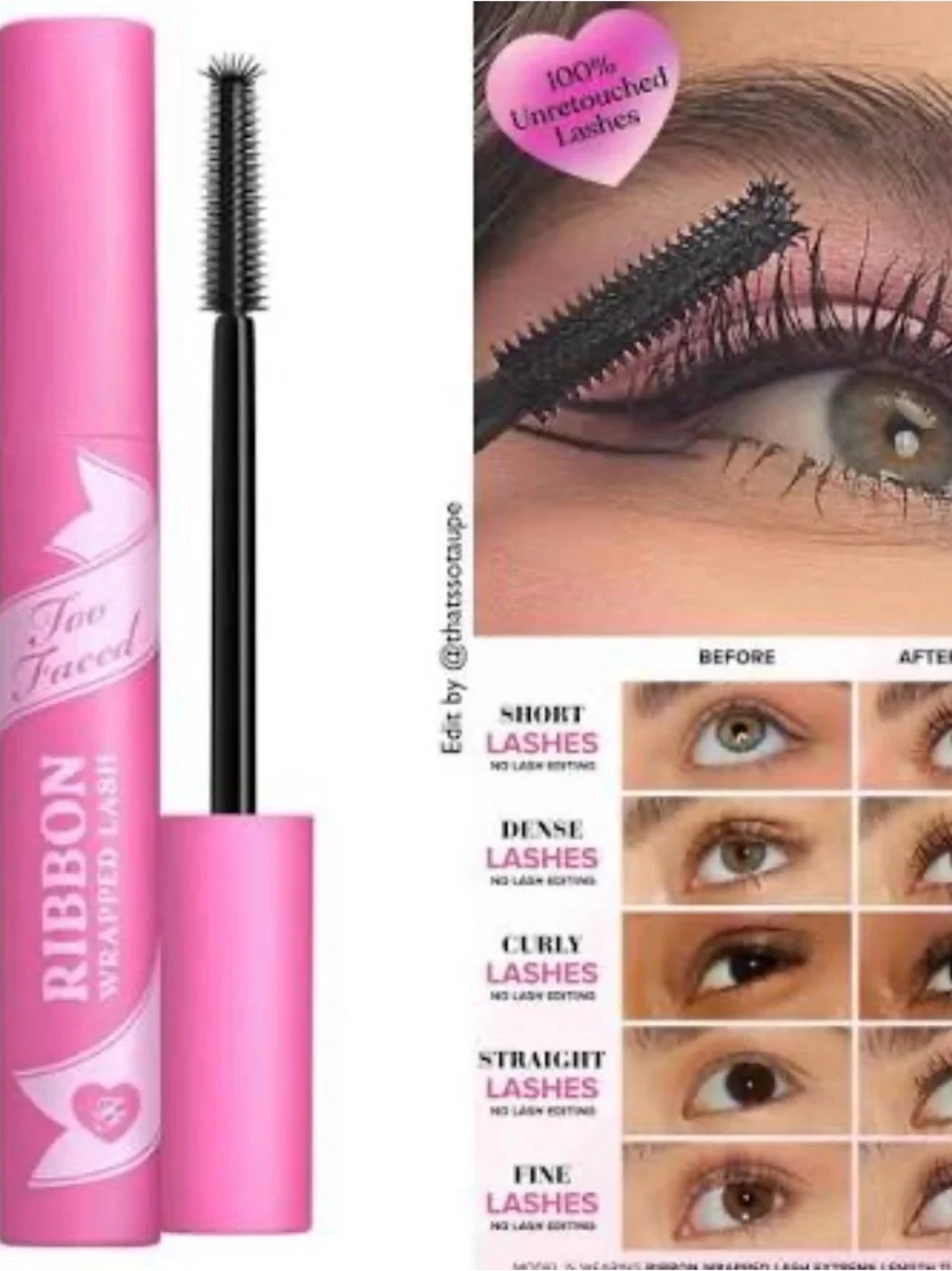 NWT Too Faced Ribbon Wrapped Lash Extreme Length Tubing Mascara Mini